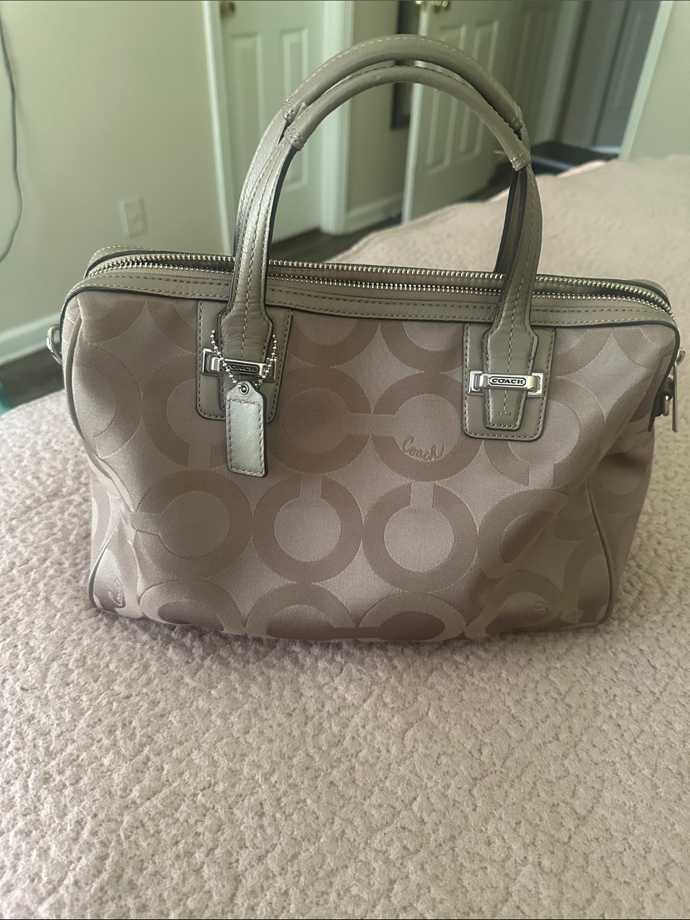 Coach Taupe Signature Satchel